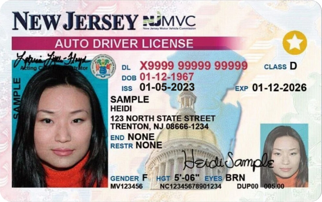 Front of NJ ID