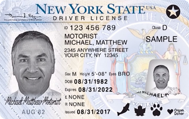 Front of NY-Prior Version ID
