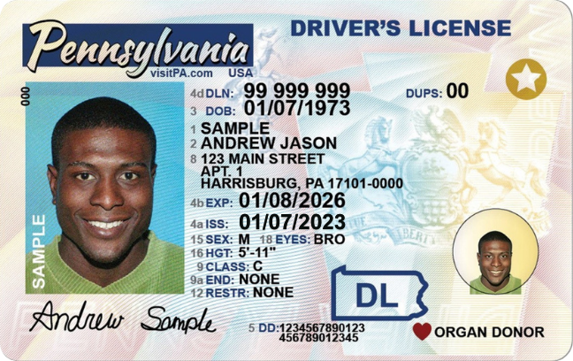 Front of PA ID