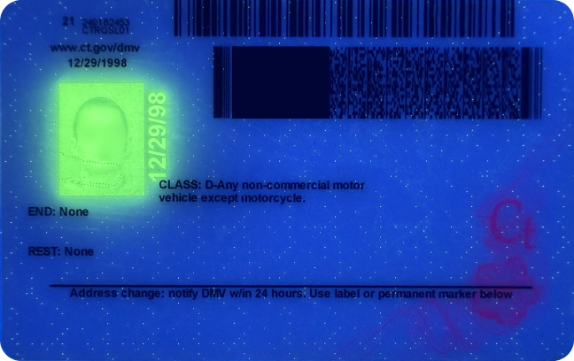Back UV view of CT ID