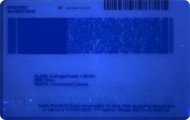 Back UV view of PA-Prior Version ID